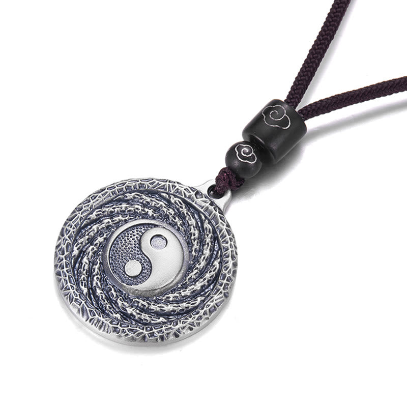 999 Sterling Silver Yin Yang Bagua Necklace for Balance & Protection