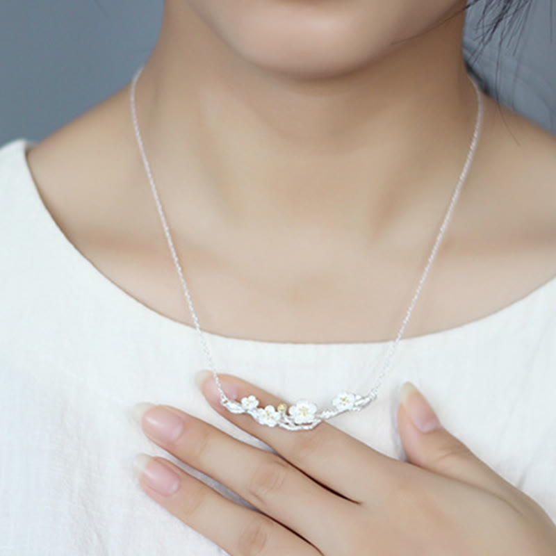 Schutzkette aus Pflaumenblüten-Sterlingsilber