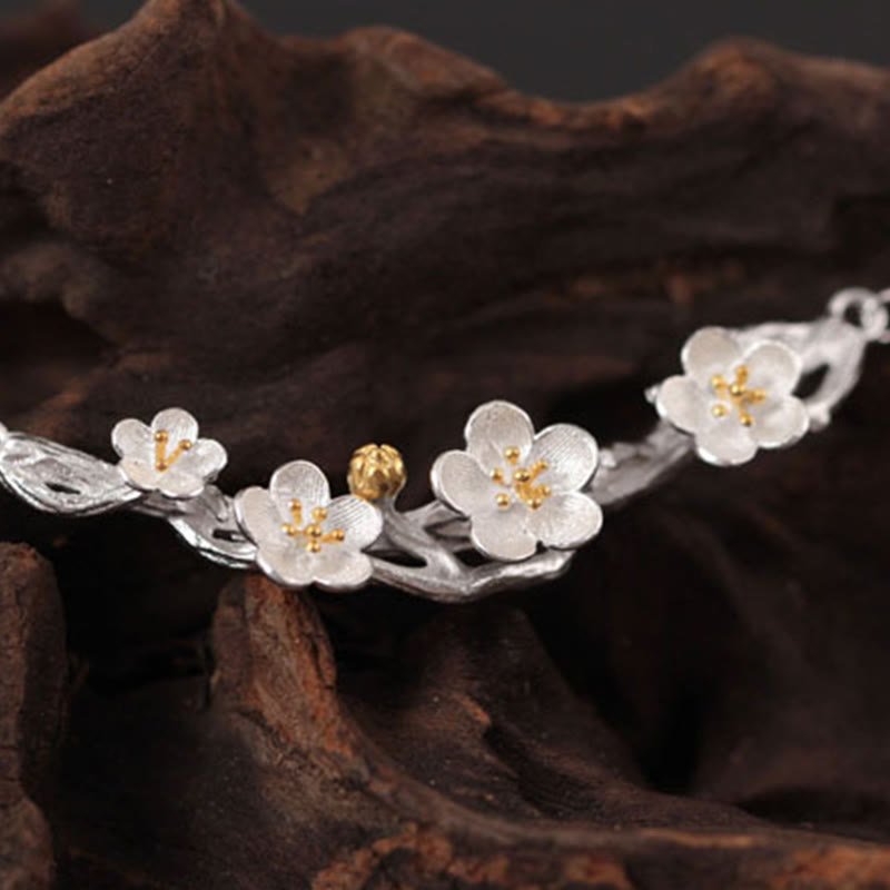 Schutzkette aus Pflaumenblüten-Sterlingsilber