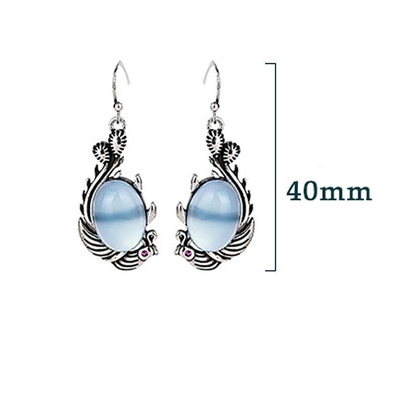 Blue Chalcedony Koi Fish Earrings for Balance & Vitality