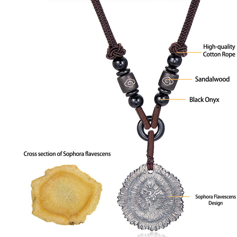 999 Sterling Silber Sophora Flavescens Spirituelle Halskette zum Schutz