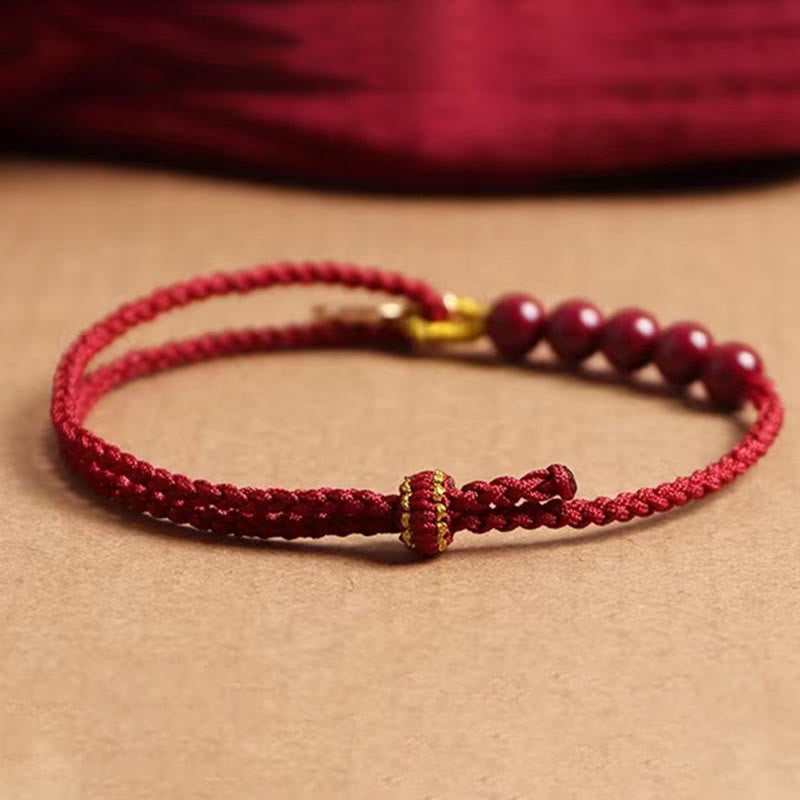 Cinnabar Fu Character Blessing Bracelet With Red String