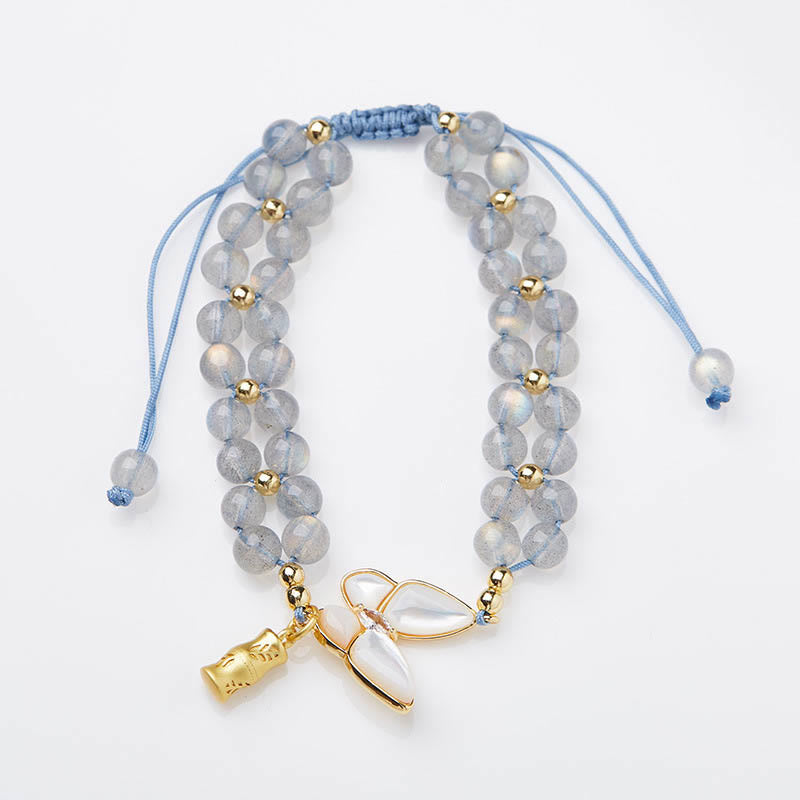 6mm Moonstone Butterfly Bamboo Healing Bracelet