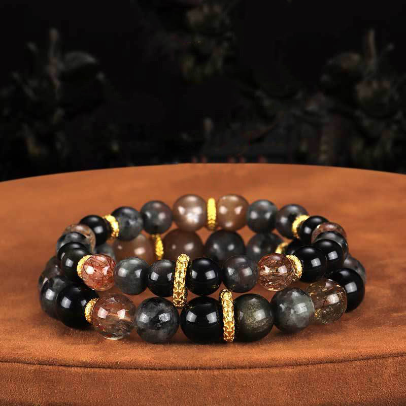 Sun Stone Lava Rock 8mm Positive Spiritual Bracelet