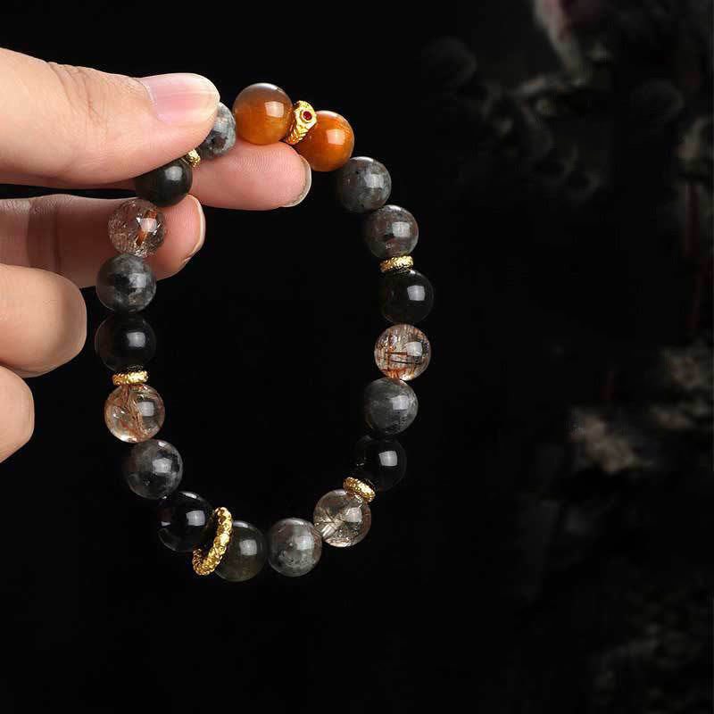 Sun Stone Lava Rock 8mm Positive Spiritual Bracelet
