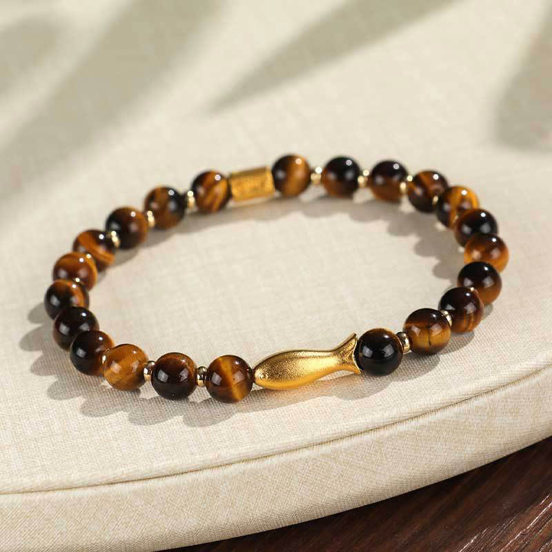 Tiger Eye Koi Fish Courage Bracelet for Resilience & Strength