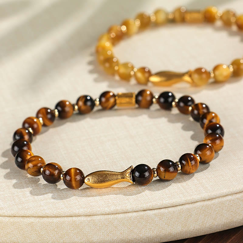 Tiger Eye Koi Fish Courage Bracelet for Resilience & Strength