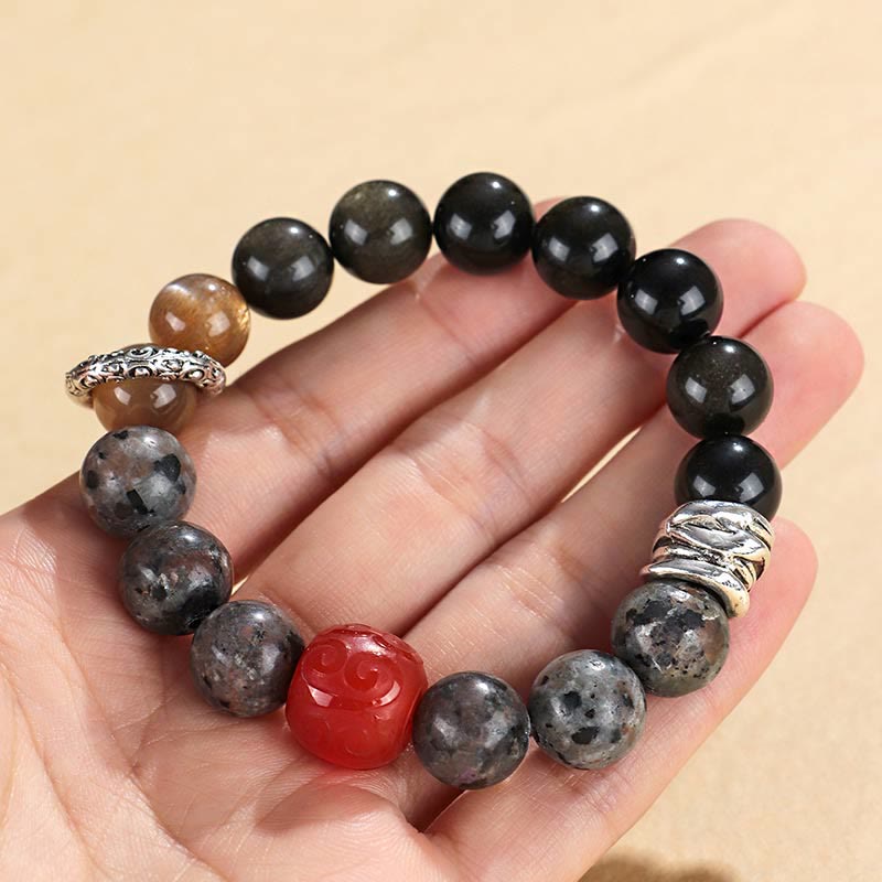 Gold Sheen Obsidian Protection Bracelet 12mm Beads