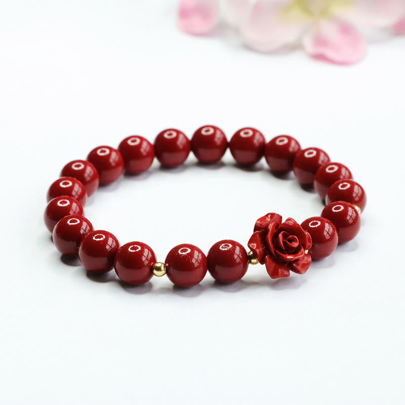 8mm Cinnabar Rose Calm Bracelet for Emotional Balance