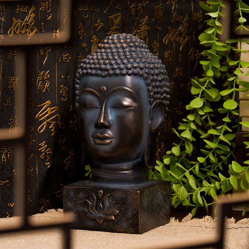 Tibetan Buddha Blessing Meditation Statue 10in Resin