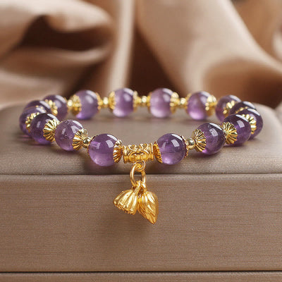 Amethyst-Armband mit Lotus-Anhänger | Erhöht Adel und Frieden