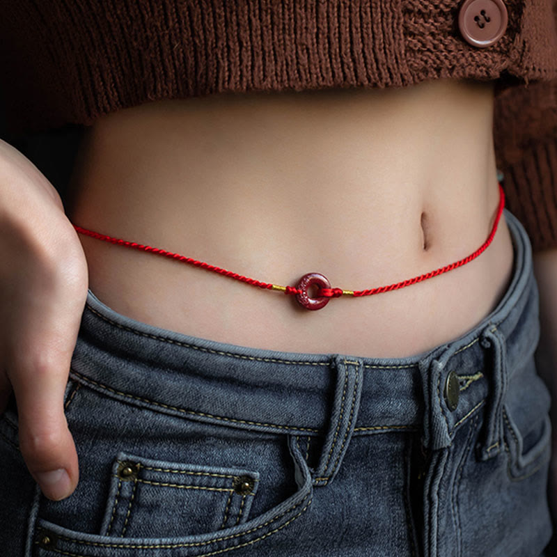 Adjustable Cinnabar Red String Belly Chain for Peace & Blessings