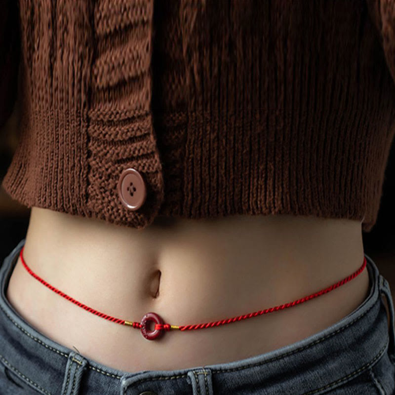 Adjustable Cinnabar Red String Belly Chain for Peace & Blessings