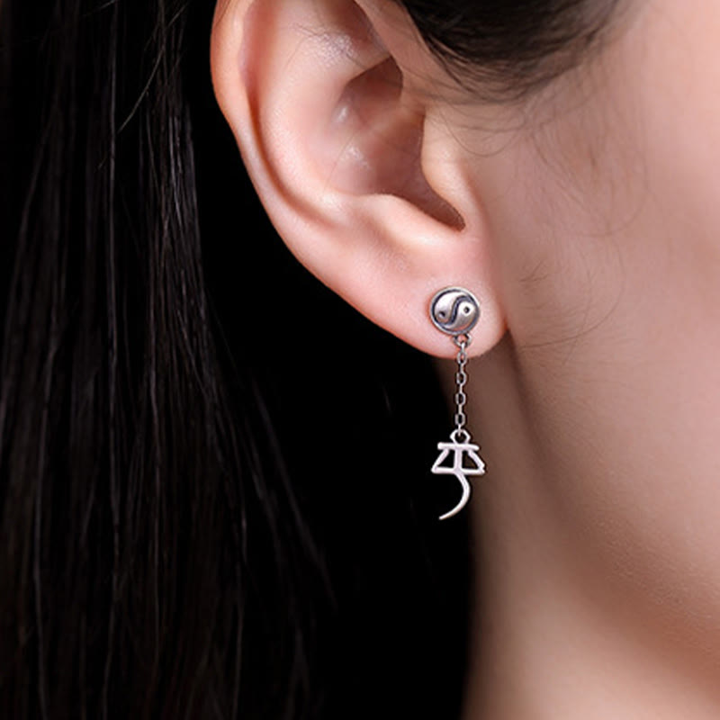 925 Sterling Silver Spiritual Protection Earrings | Ping An & Xi Le