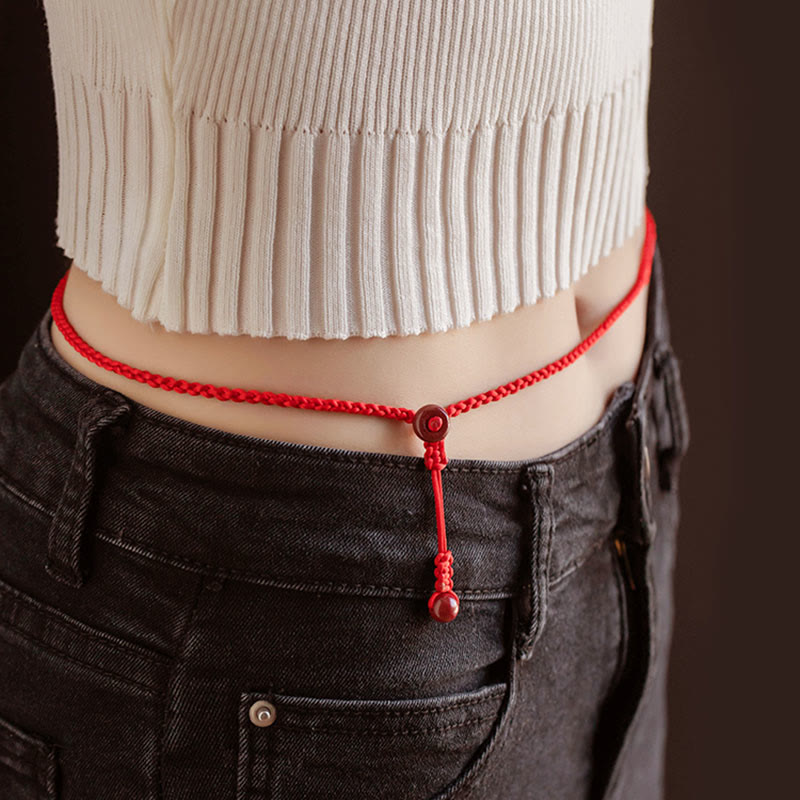 Cinnabar Blessing Red String Belly Chain for Calm & Protection
