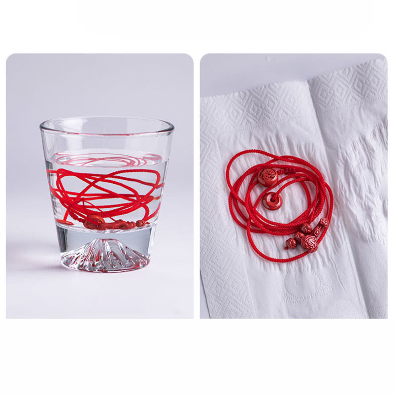 Natural Cinnabar Red String Belly Chain with Ruyi & Fu