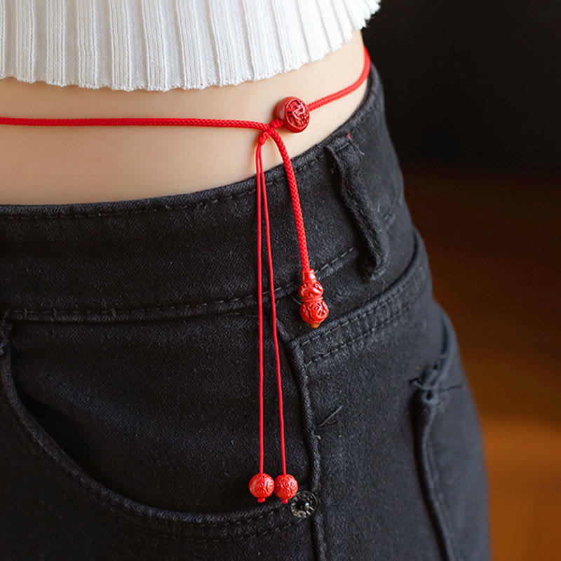 Cinnabar Gourd Red String Belly Chain for Calm & Blessing