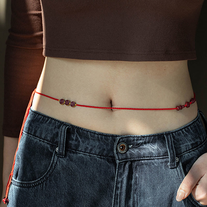 Cinnabar PiXiu Red String Belly Chain for Calm Blessing