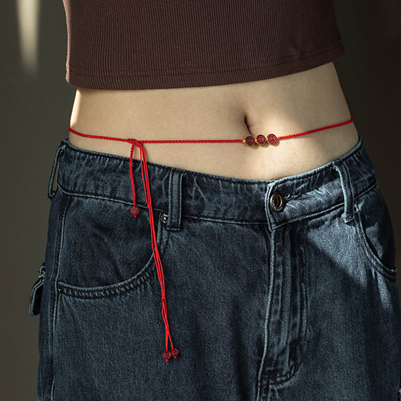 Cinnabar PiXiu Red String Belly Chain for Calm Blessing