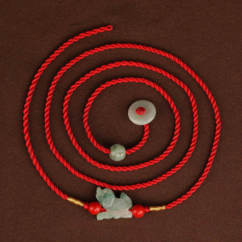 Jade Peace Buckle Red String Belly Chain for Spiritual Protection