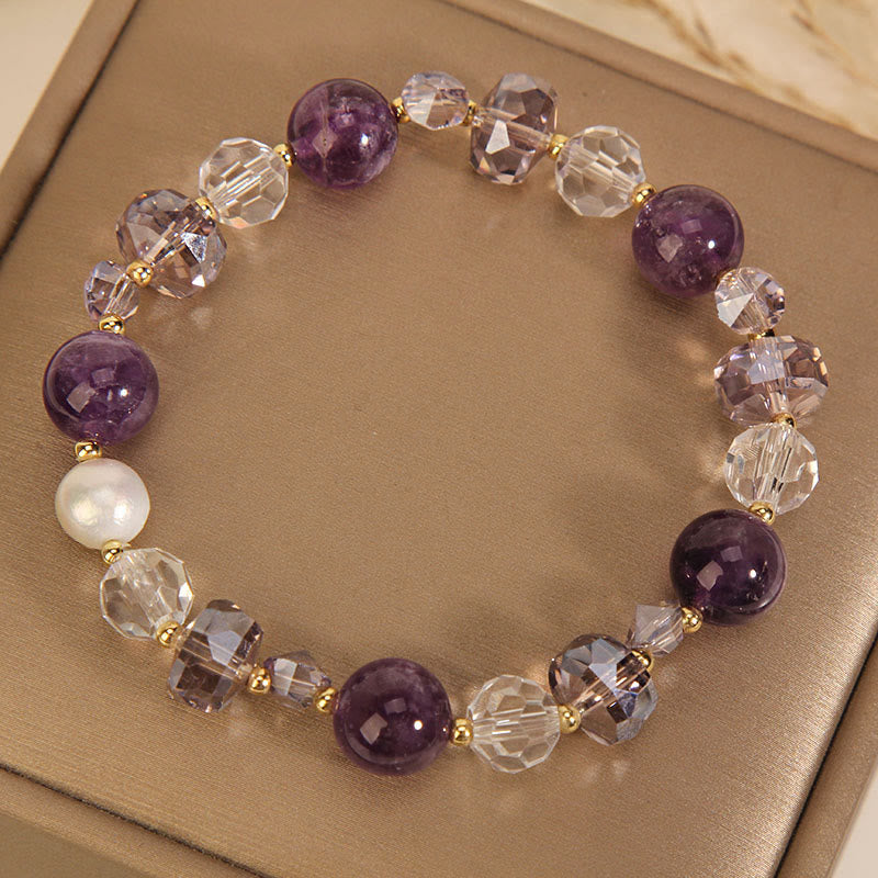 Amethyst-weißes Kristallperlen-Kommunikationsarmband