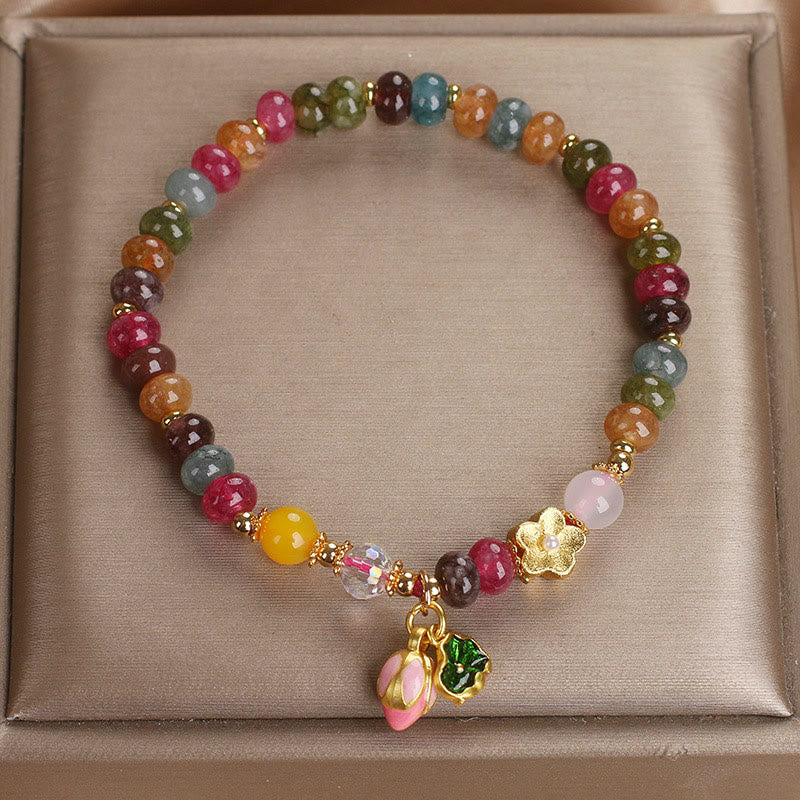 Tourmaline Lotus Seedpod Wisdom Spiritual Bracelet