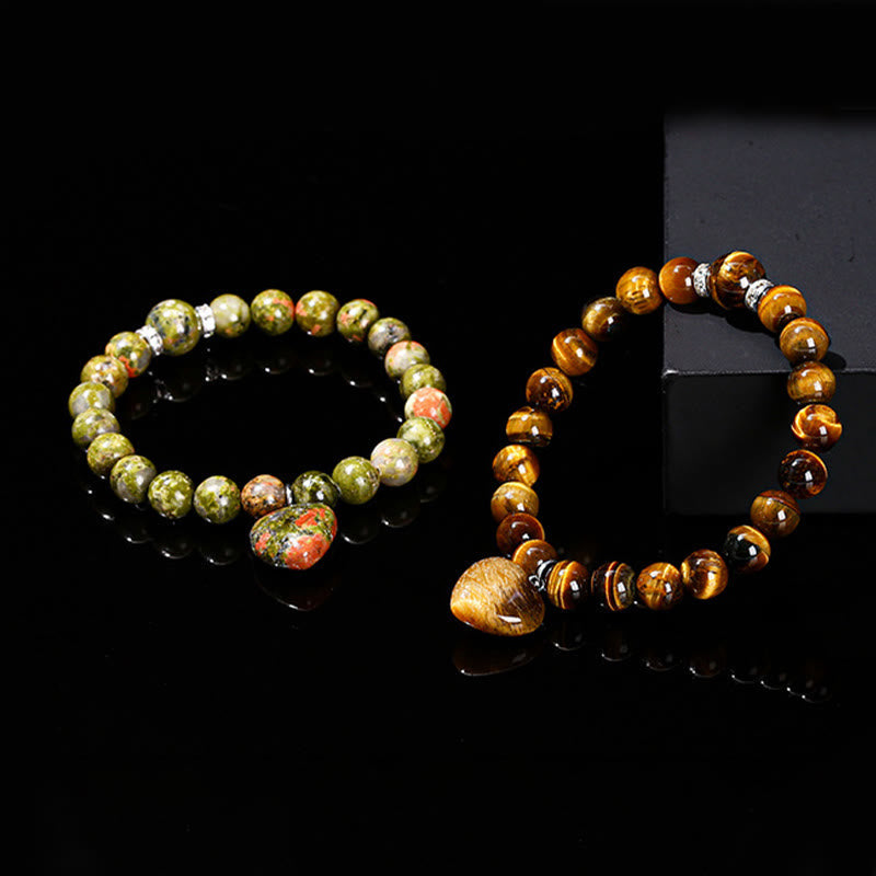 Green Aventurine Love Heart Balance Bracelet 8mm Beads