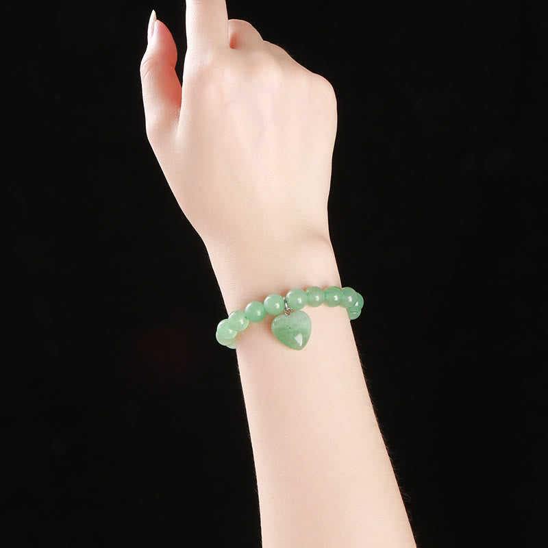 Green Aventurine Love Heart Balance Bracelet 8mm Beads