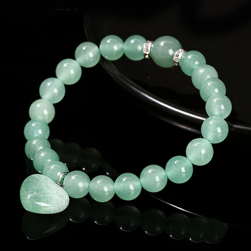 Green Aventurine Love Heart Balance Bracelet 8mm Beads