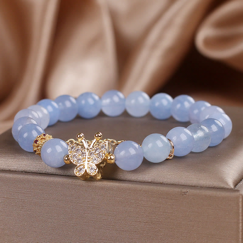 Aquamarine Butterfly Serenity Bracelet for Inner Peace