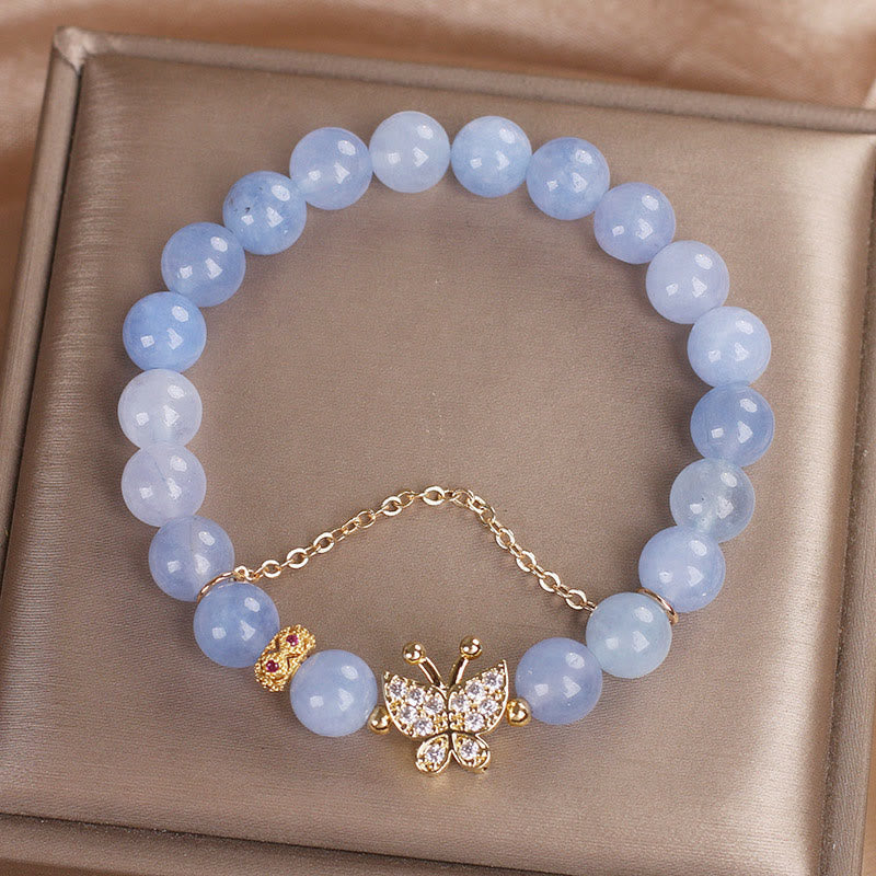 Aquamarine Butterfly Serenity Bracelet for Inner Peace