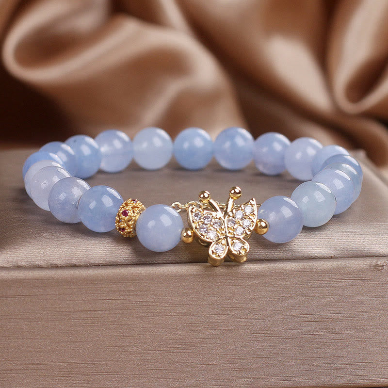 Aquamarine Butterfly Serenity Bracelet for Inner Peace