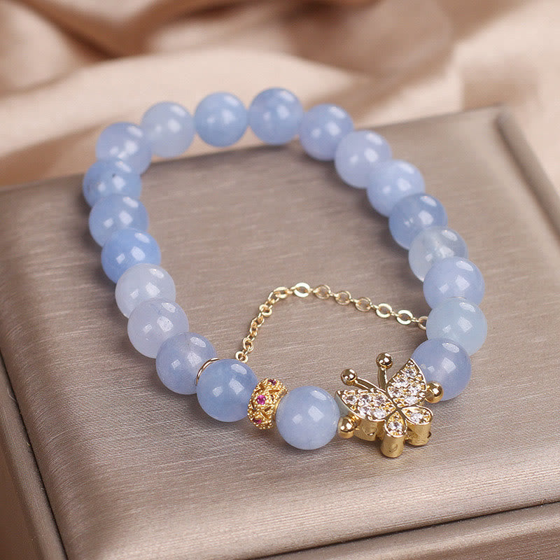 Aquamarine Butterfly Serenity Bracelet for Inner Peace