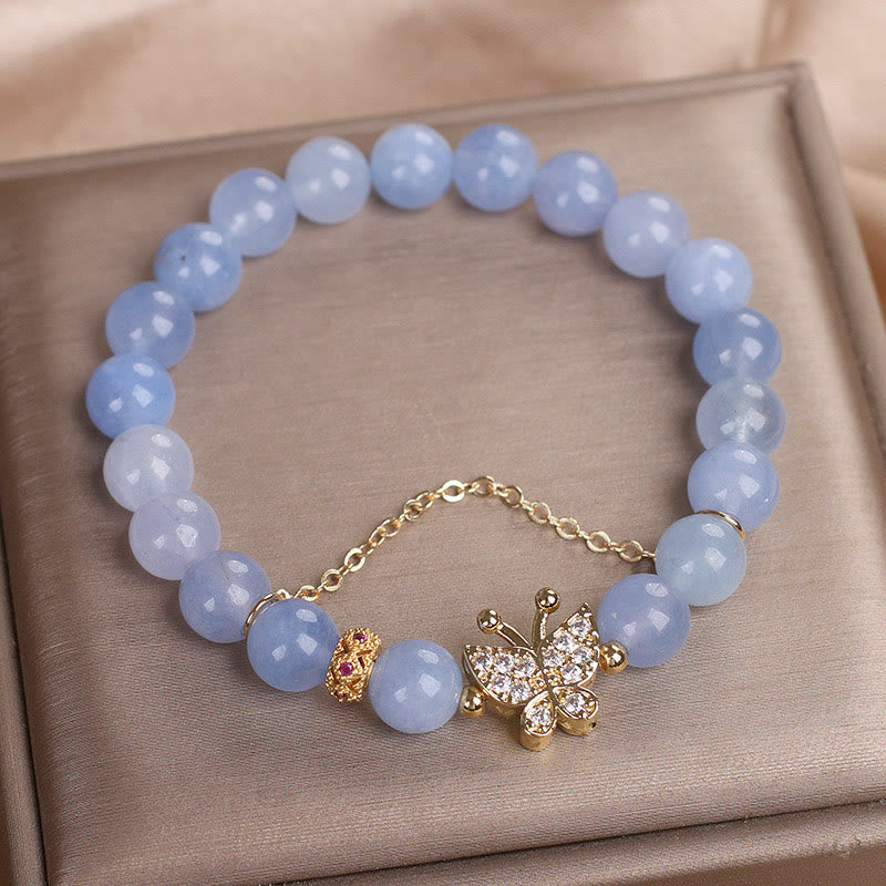Aquamarine Butterfly Serenity Bracelet for Inner Peace