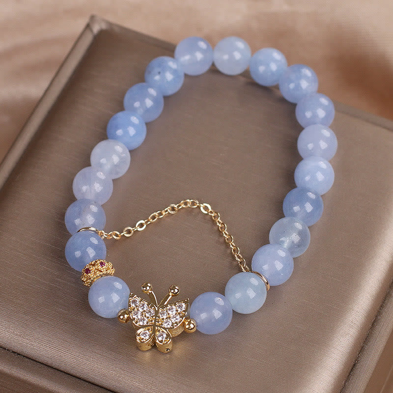 Aquamarine Butterfly Serenity Bracelet for Inner Peace