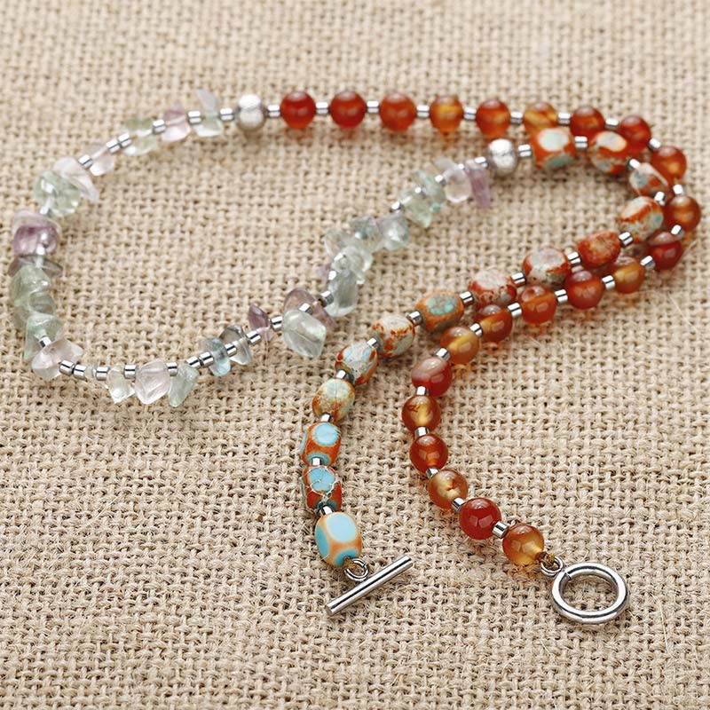 Triple Wrap Fluorite Red Agate Emperor Stone Bracelet