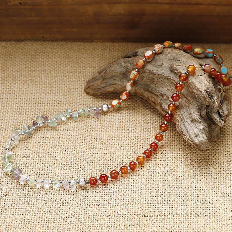 Triple Wrap Fluorite Red Agate Emperor Stone Bracelet