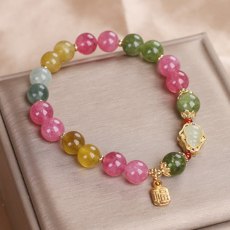 Tourmaline Fu Character Spiritual Bracelet for Love