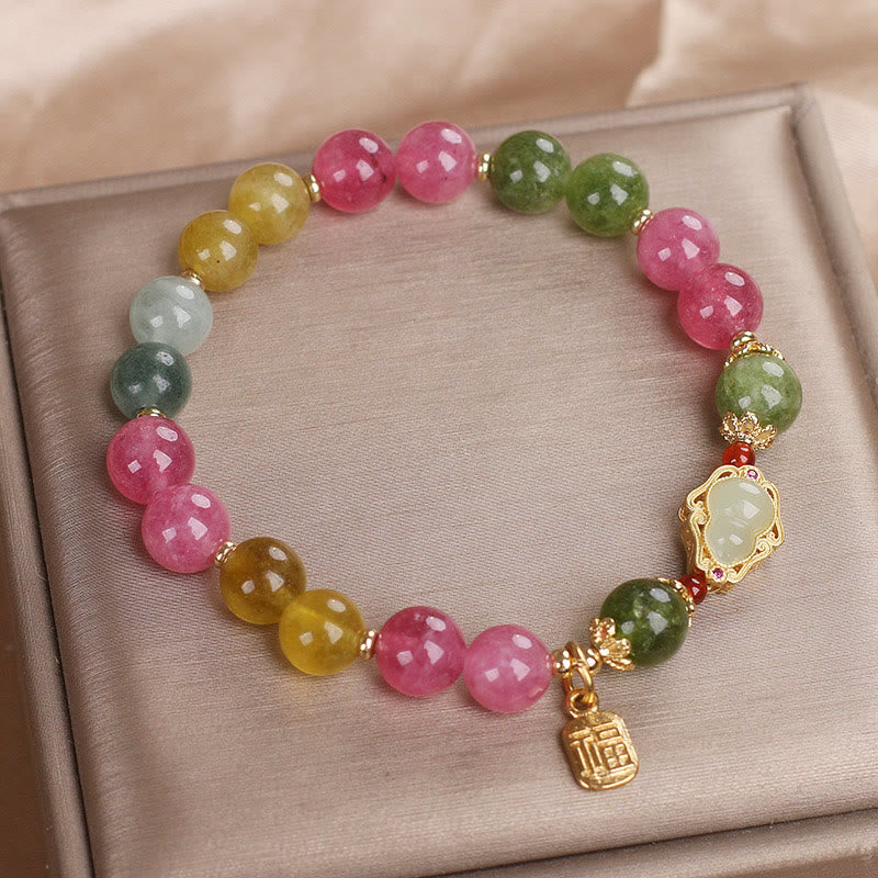 Tourmaline Fu Character Spiritual Bracelet for Love