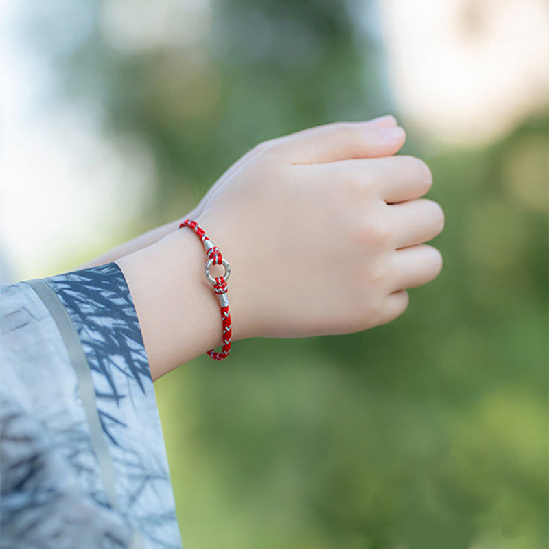 Unisex Red String Safety Bracelet | Sterling Silver Luck Charm