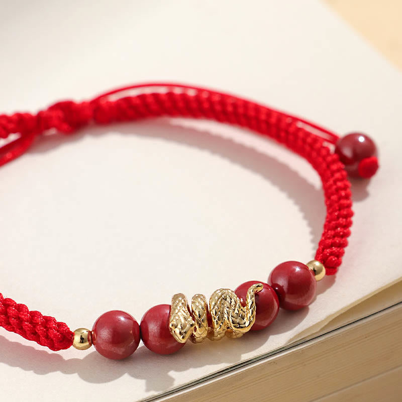 Year of Snake Cinnabar Protection Bracelet with Red String