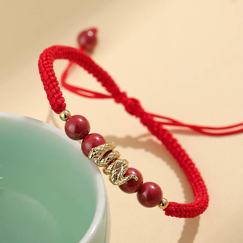 Year of Snake Cinnabar Protection Bracelet with Red String