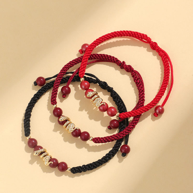 Year of Snake Cinnabar Protection Bracelet with Red String