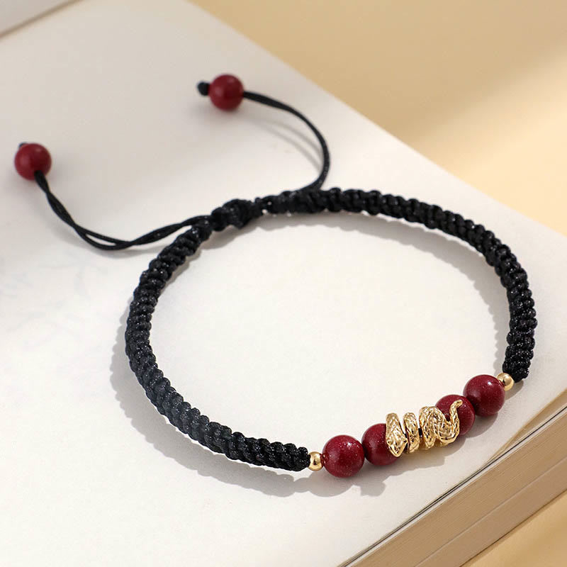 Year of Snake Cinnabar Protection Bracelet with Red String