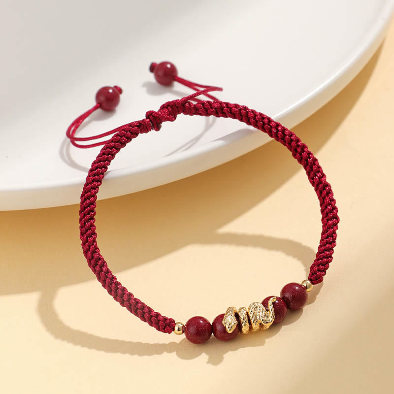 Year of Snake Cinnabar Protection Bracelet with Red String