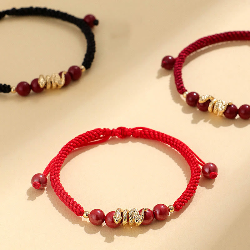 Year of Snake Cinnabar Protection Bracelet with Red String