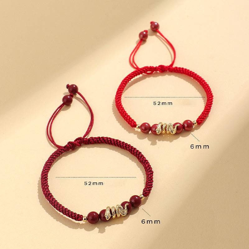 Year of Snake Cinnabar Protection Bracelet with Red String