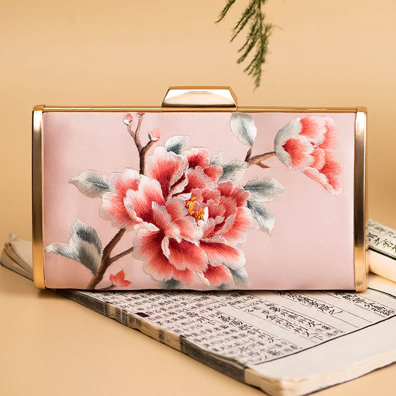 Embroidery Carnation Crossbody Bag 20cm | Elegant Floral Design