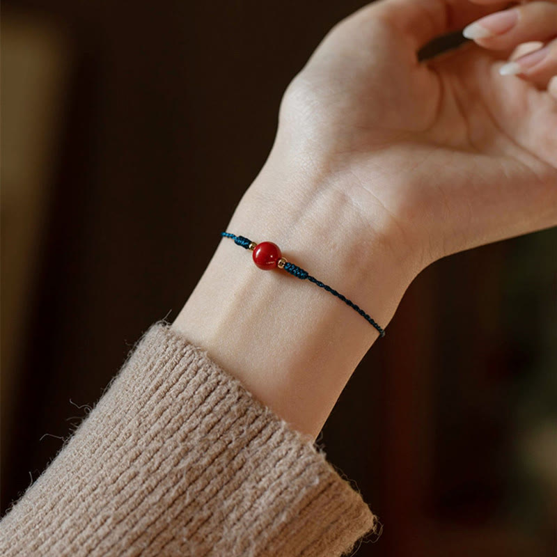 8mm Handmade Cinnabar Blessing Bracelet for Vitality & Protection