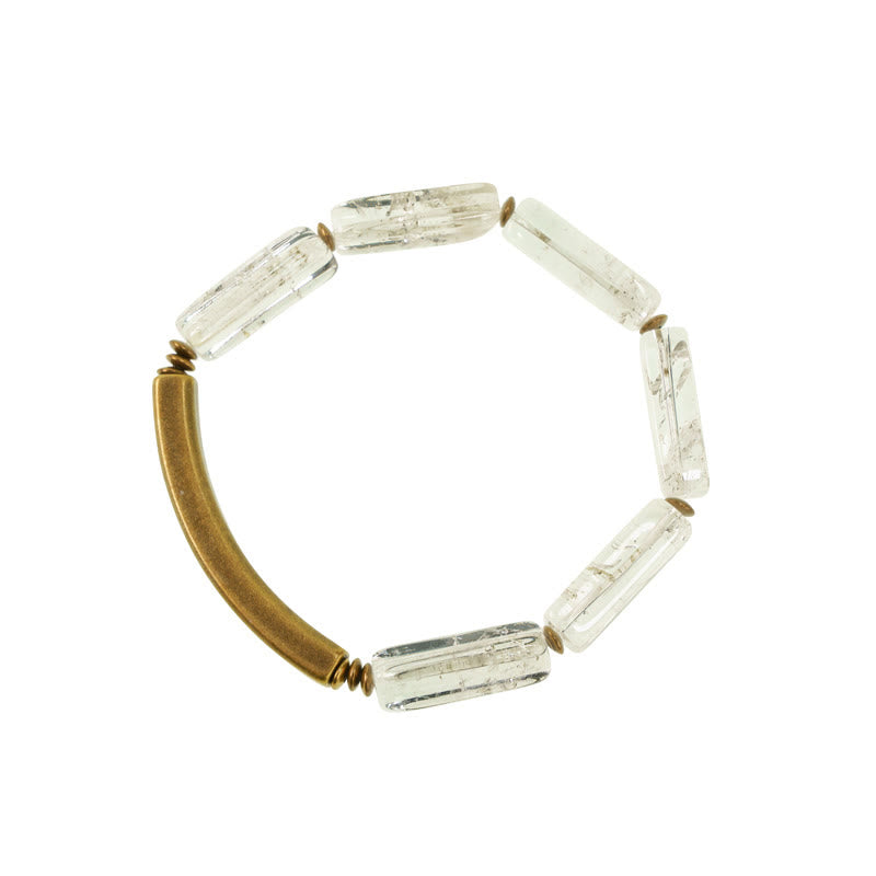 Unisex White Crystal Copper Bracelet for Luck & Healing Energy